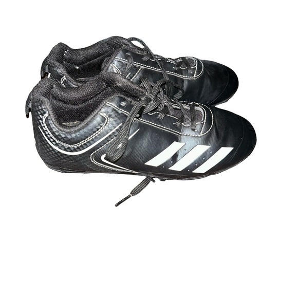 Adidas black leather baseball kids cleats youth size 2 2Y - Picture 1 of 6